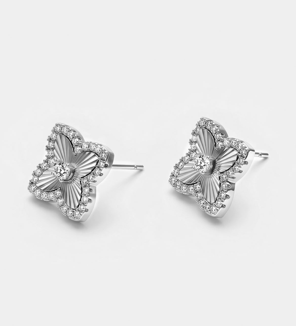 Radiant Clover Studs With High Quality Simulated Diamonds - Ash & Harry