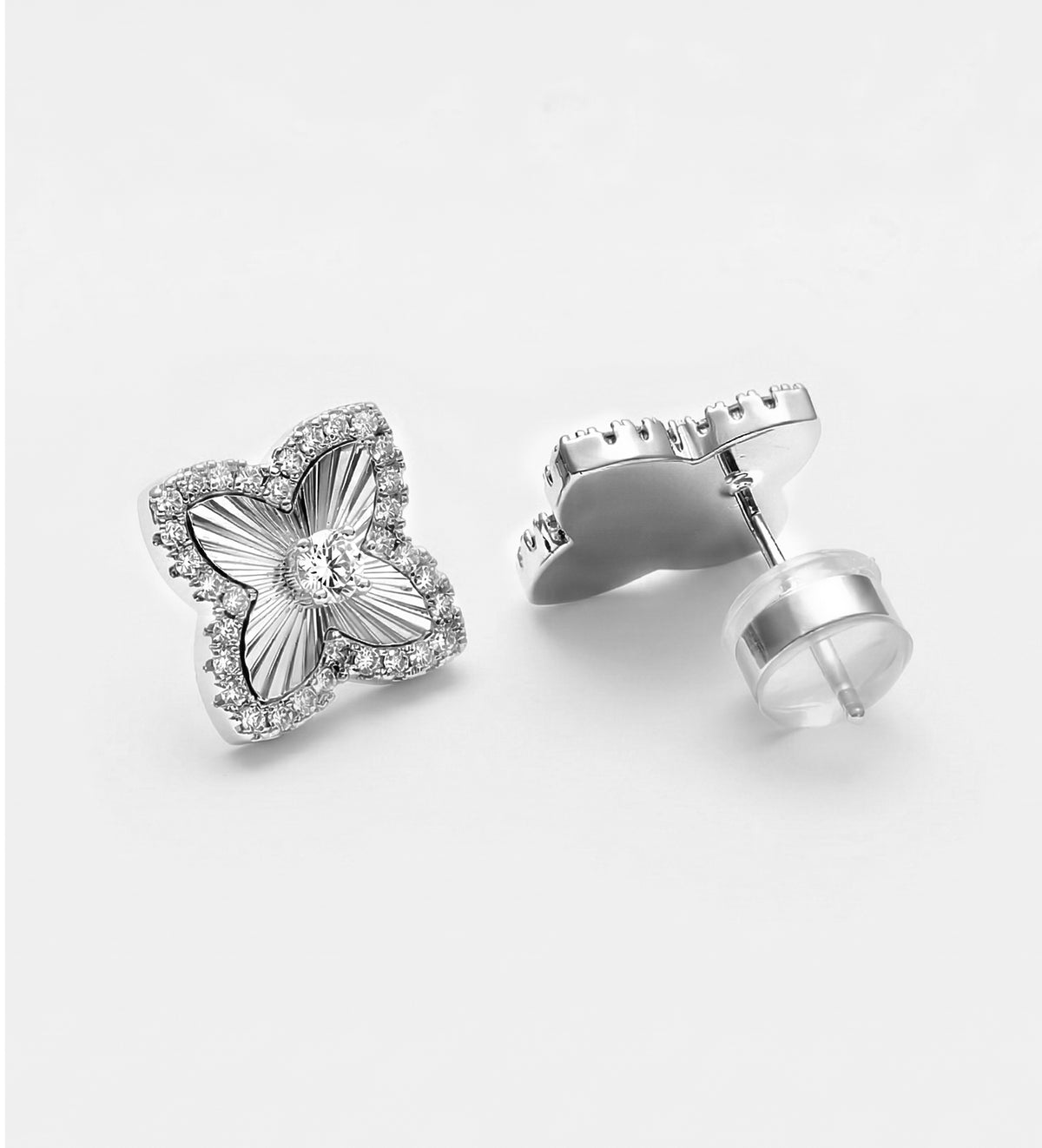 Radiant Clover Studs With High Quality Simulated Diamonds - Ash & Harry