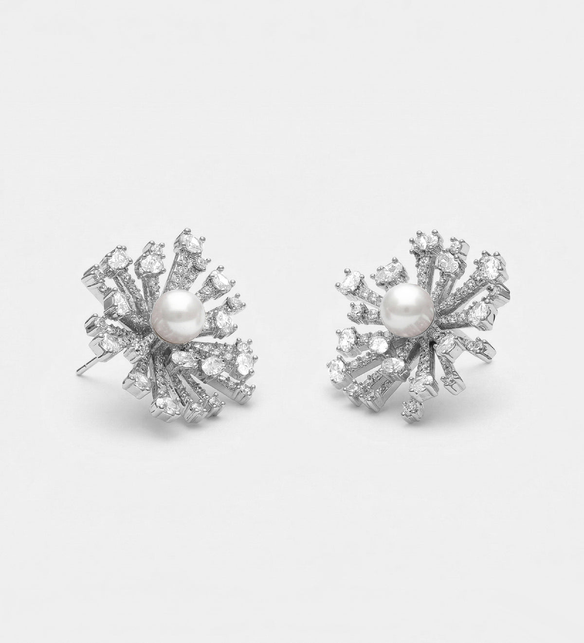 Radiant Starburst Studs With Pearl and High Quality Simulated Diamonds - Ash & Harry