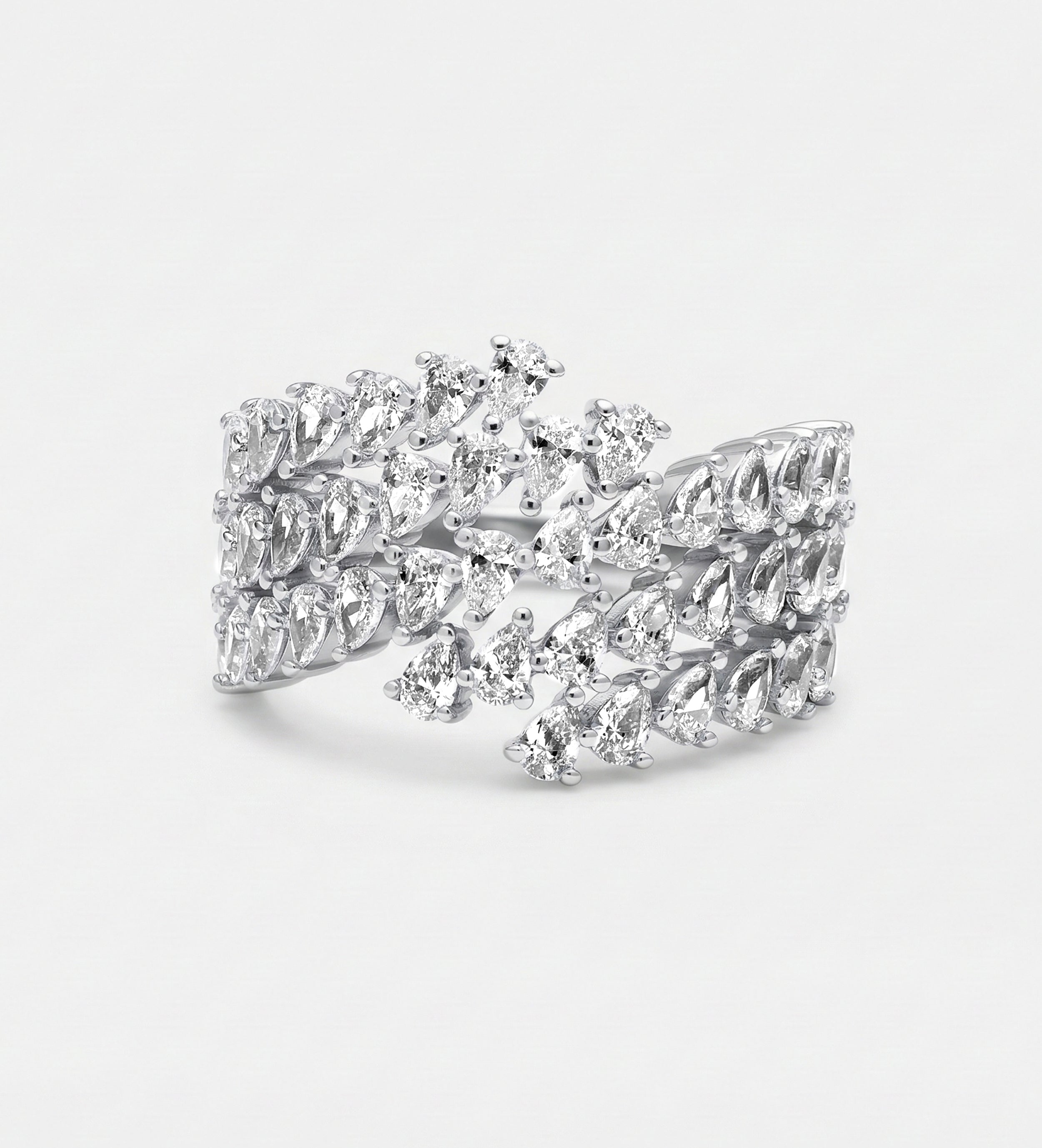 Radiant Wave Diamond Cluster Band in High Quality Certified Lab Crafted Stones In 925 Silver - Ash & Harry