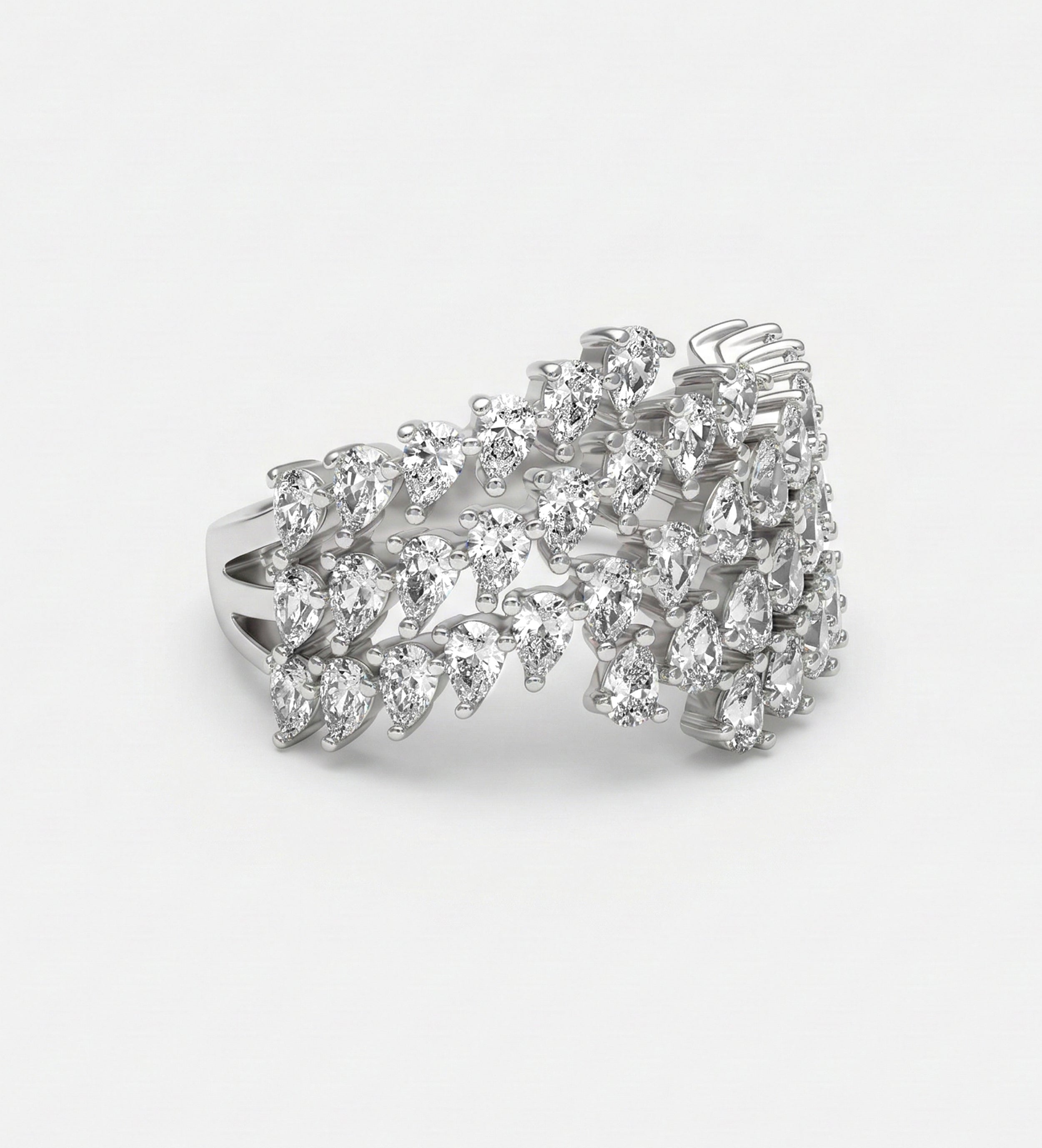 Radiant Wave Diamond Cluster Band in High Quality Certified Lab Crafted Stones In 925 Silver - Ash & Harry