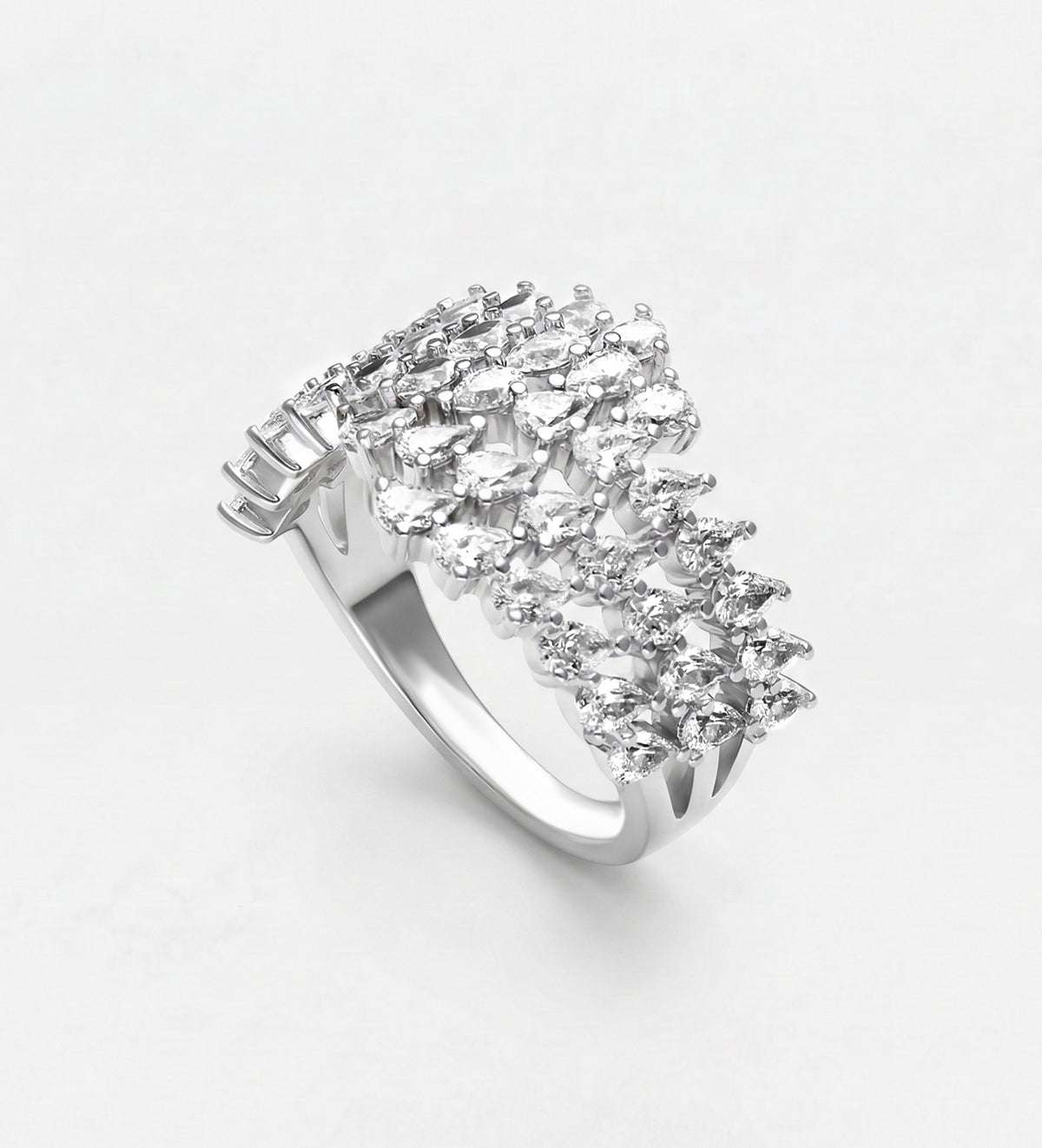 Radiant Wave Diamond Cluster Band in High Quality Certified Lab Crafted Stones In 925 Silver - Ash & Harry