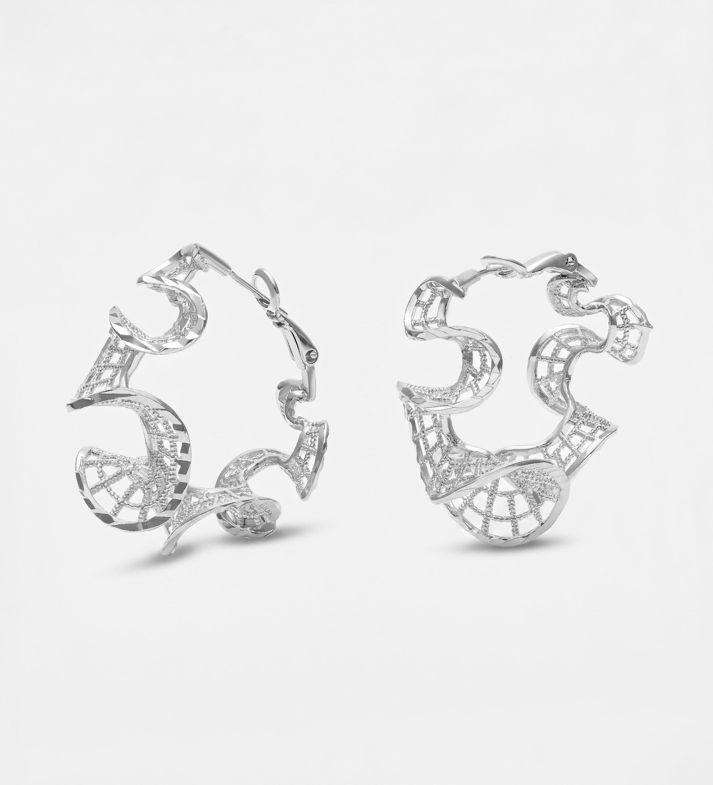 Ripple Aura Hoops in Silver - Ash & Harry