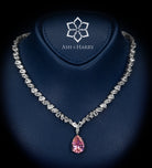 Riviera Signature Pink Pear - Drop Solitaire Bridal Set with Premium Simulated Diamonds in Mirror - Polished Rhodium - Ash & Harry