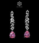 Riviera Signature Pink Pear - Drop Solitaire Bridal Set with Premium Simulated Diamonds in Mirror - Polished Rhodium - Ash & Harry