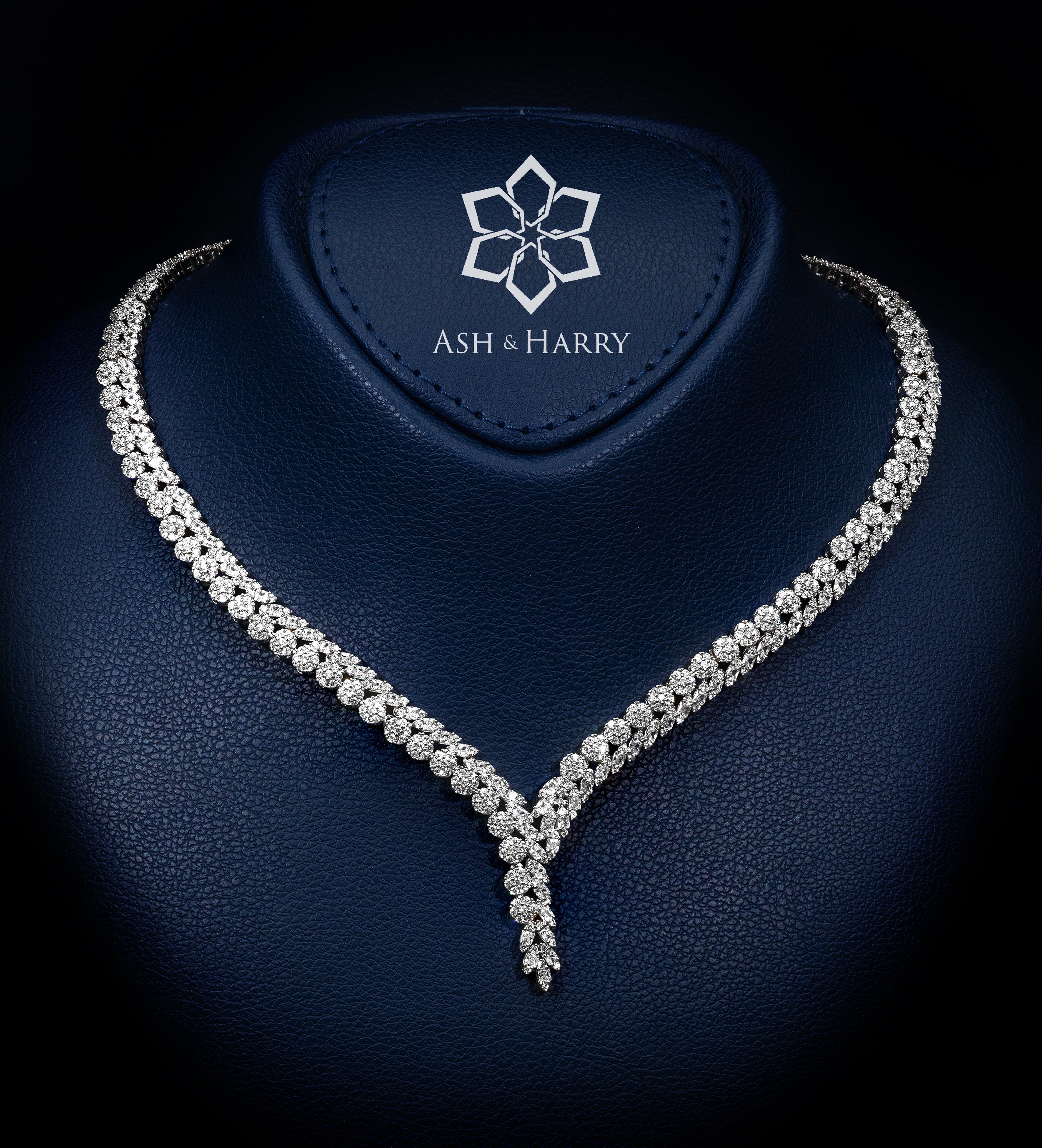 Roya White Luxury Bridal Full Set with High - Quality Simulated Diamonds in Rhodium Plated Finish - Ash & Harry