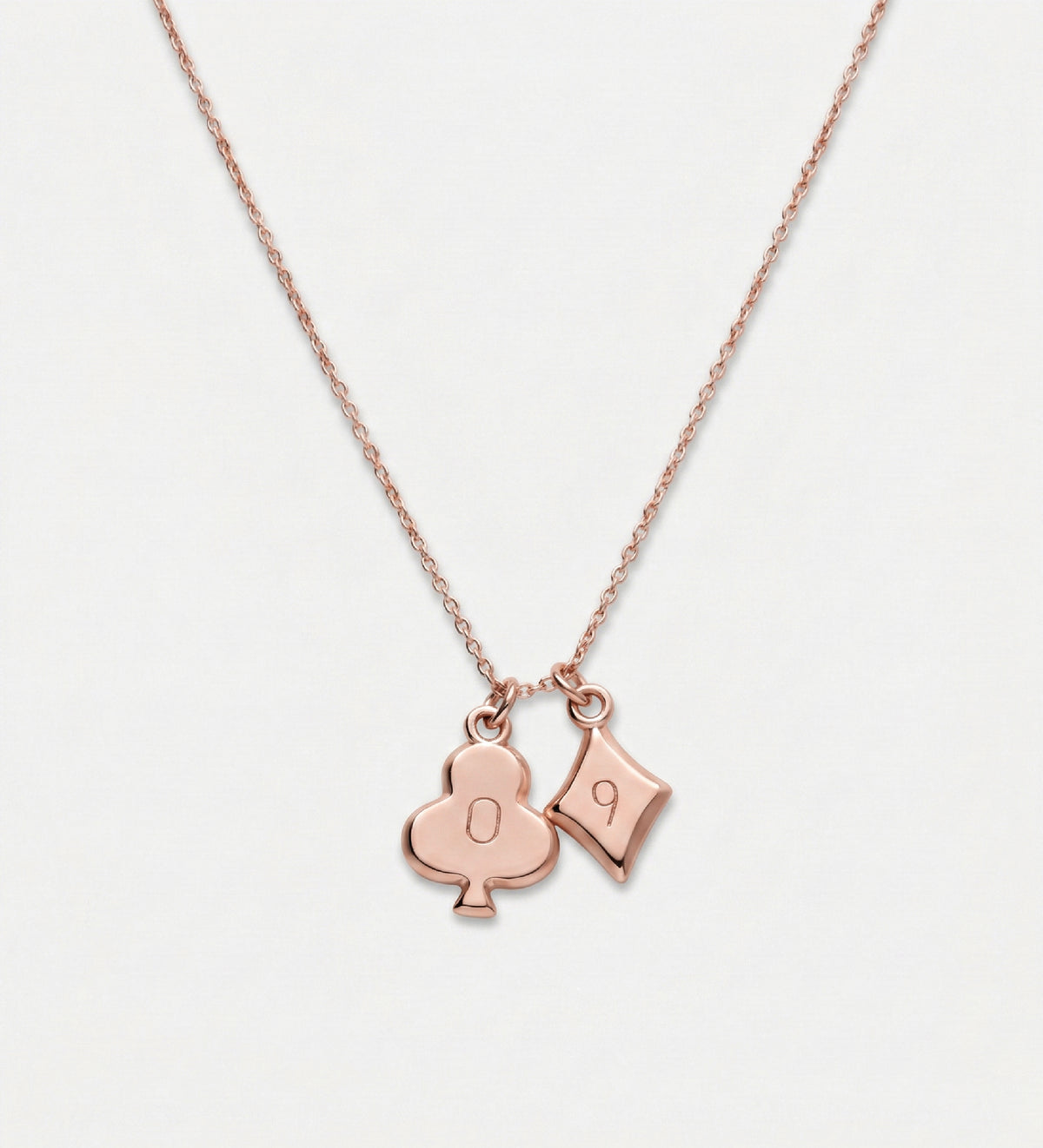Royal Card Initial Necklace - in 18K Rose Gold Plating on 925 Silver - Ash & Harry