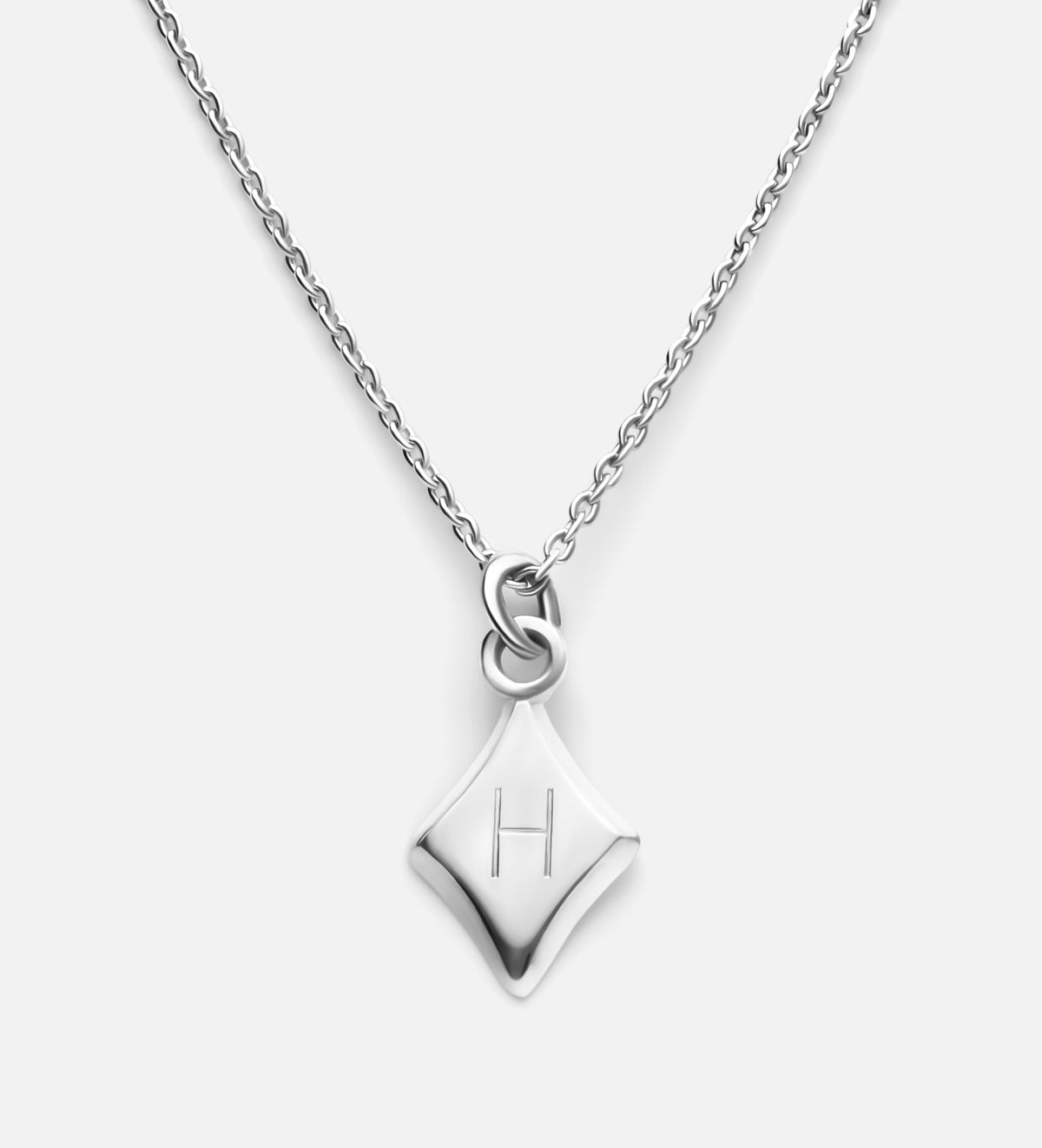 Royal Card Initial Necklace in Rhodium Plating on 925 Silver - Ash & Harry