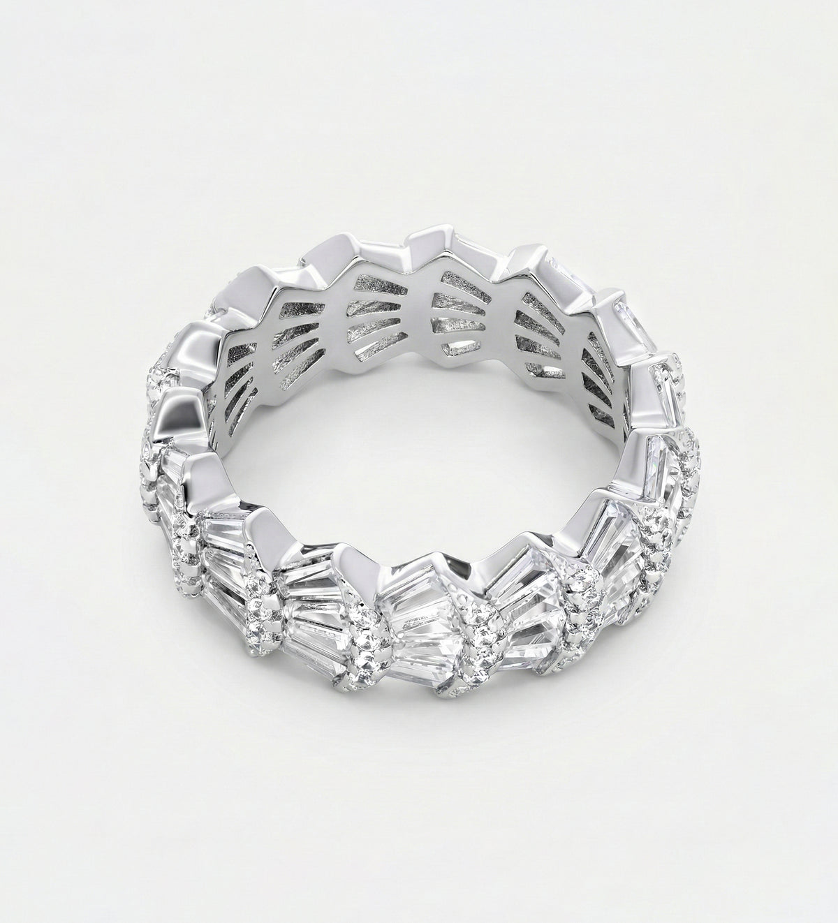 Scallop Shell Ring in 92.5 Silver with High - Quality Simulated Diamonds - Ash & Harry