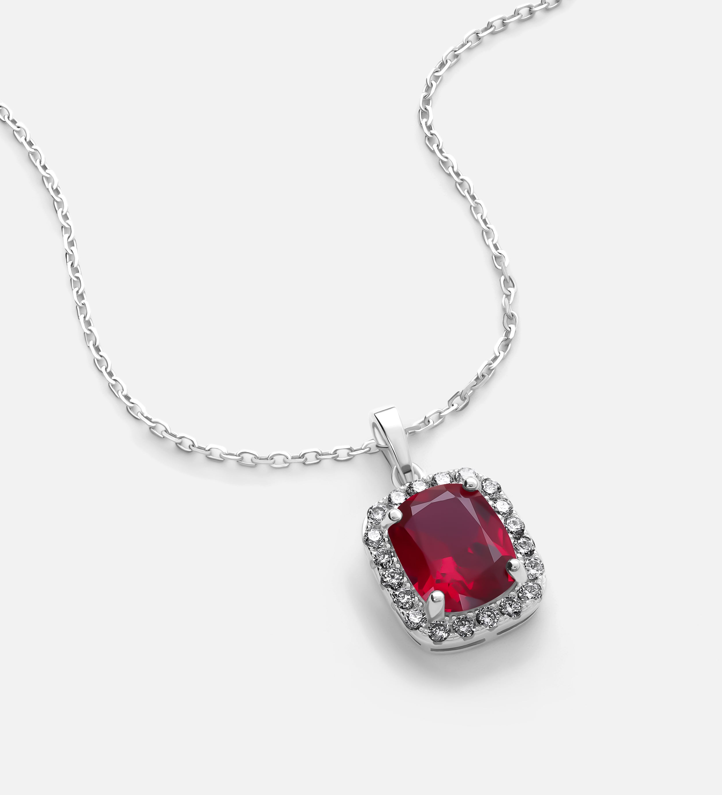 Scarlet Ruby Cushion Pendant