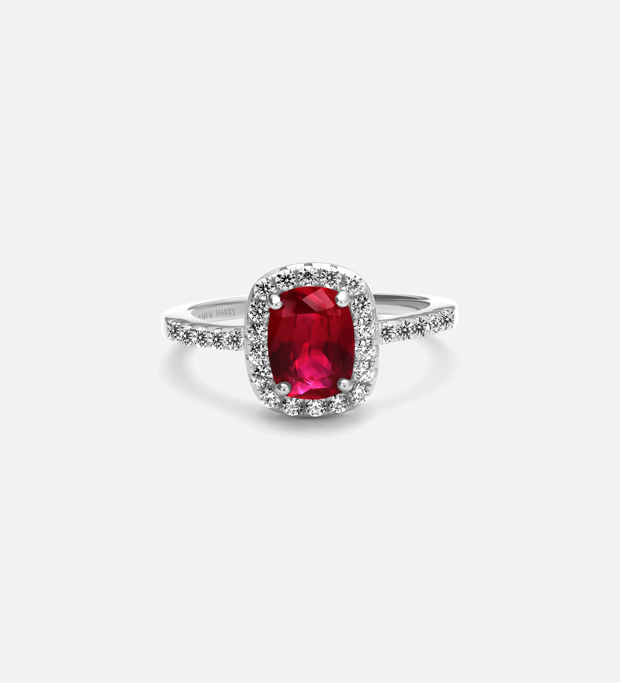 Scarlet Ruby Cushion Ring