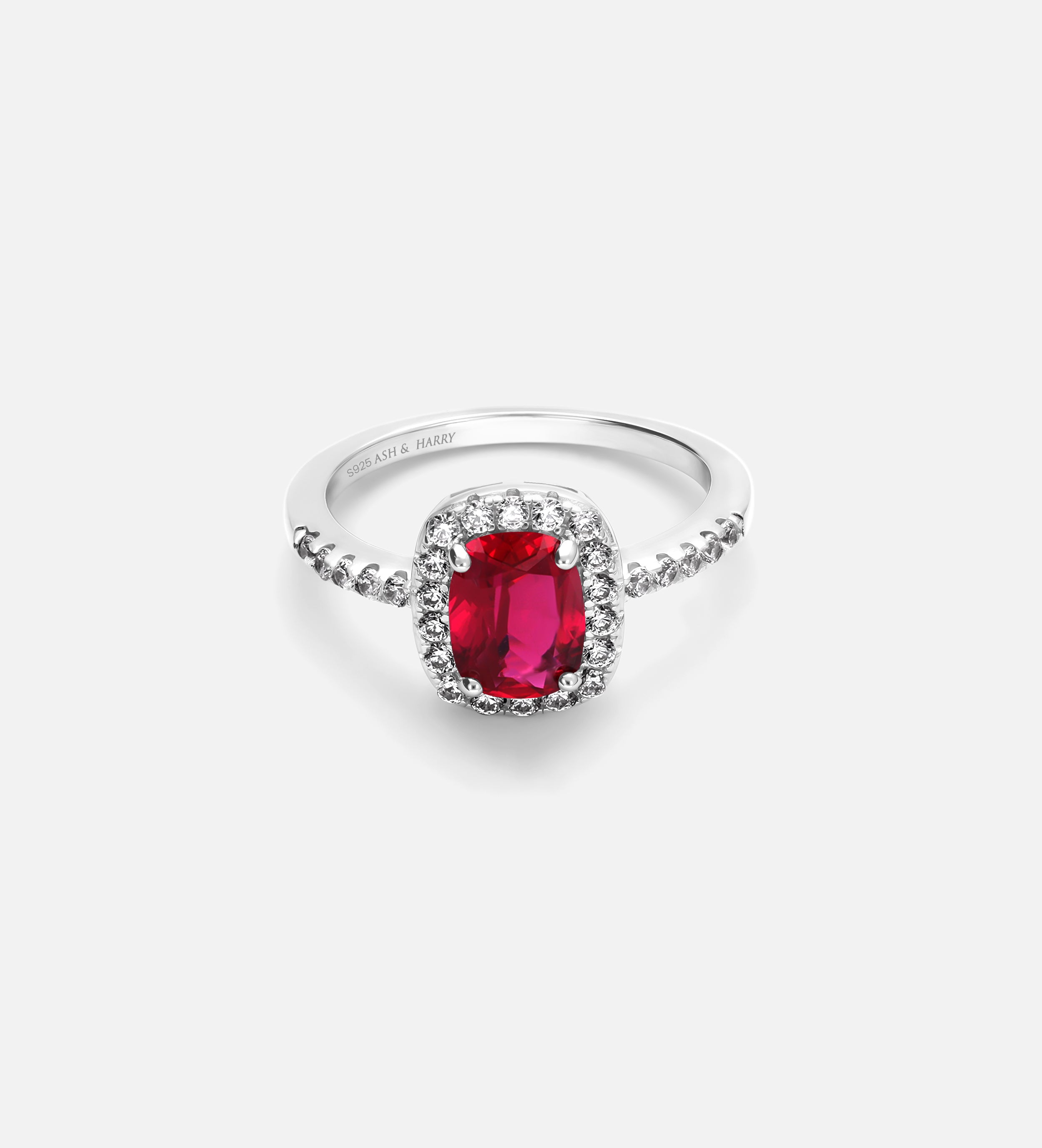 Scarlet Ruby Cushion Ring