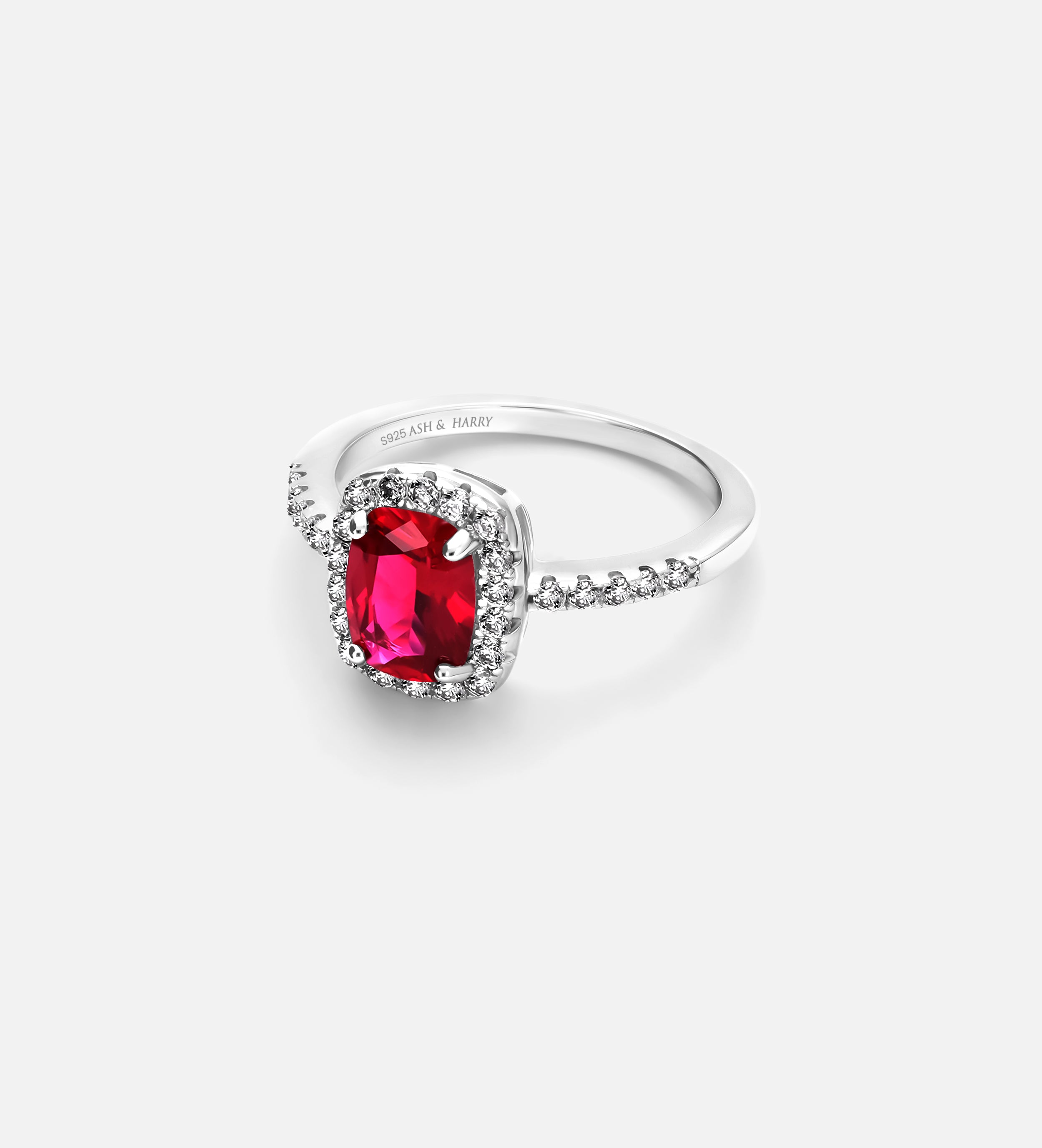 Scarlet Ruby Cushion Ring