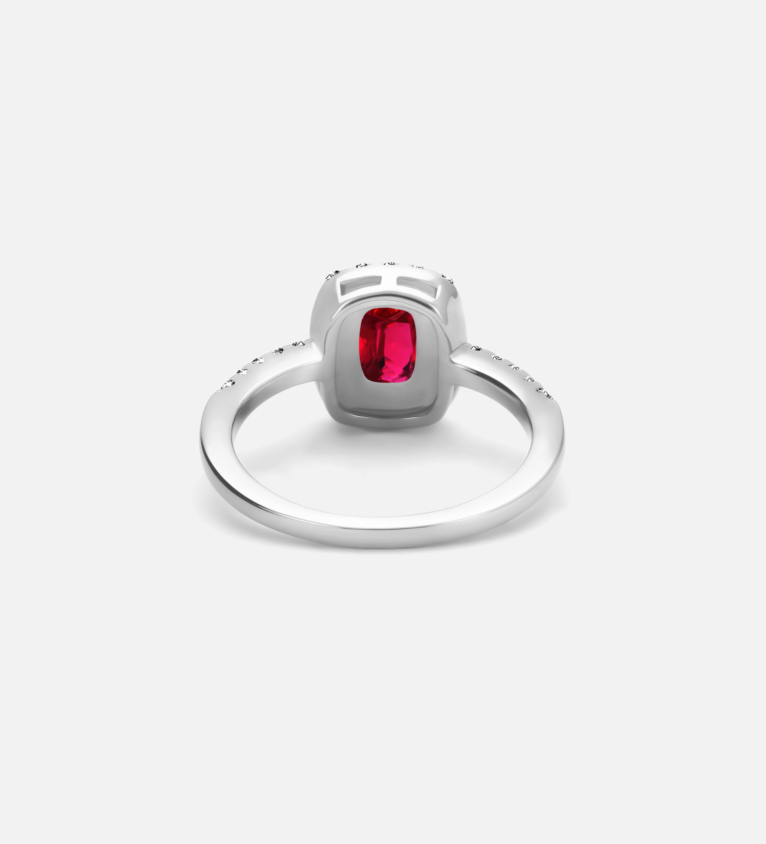 Scarlet Ruby Cushion Ring