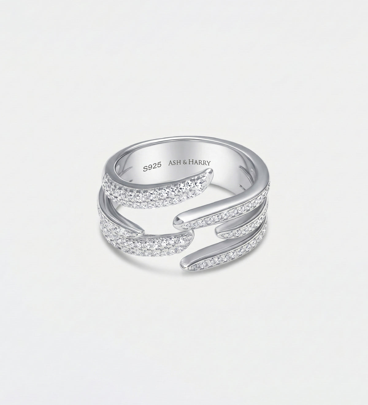 Serpent Twist Ring In 925 Silver High Quality Simulated Diamonds - Ash & Harry