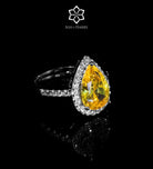 Shams Royal Yellow Bridal Full Set with Canary Yellow Simulated Diamond Centerpiece and White Simulated Diamonds, Rhodium Plated - Ash & Harry
