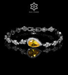 Shams Royal Yellow Bridal Full Set with Canary Yellow Simulated Diamond Centerpiece and White Simulated Diamonds, Rhodium Plated - Ash & Harry