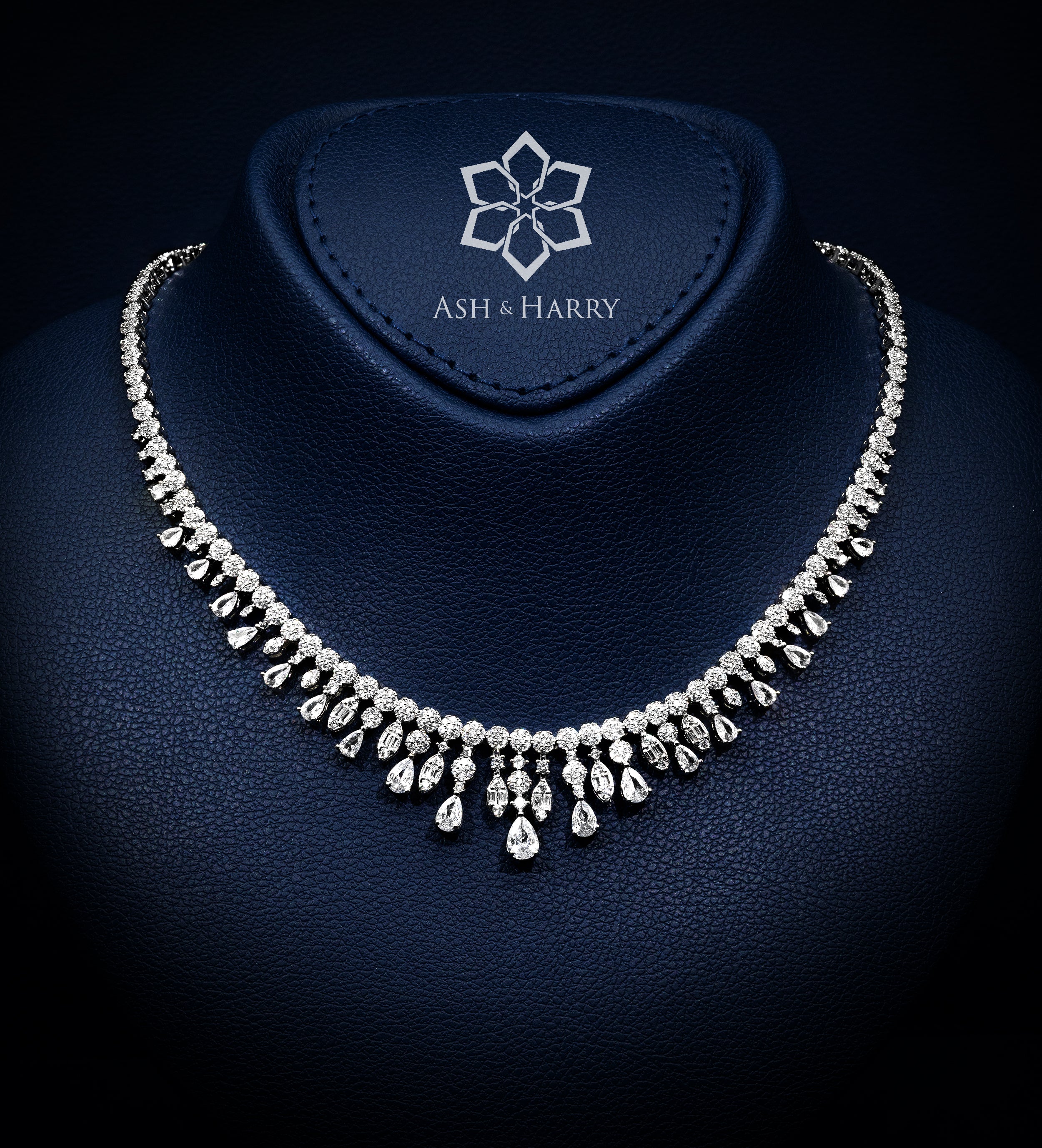 Shirin Pure White Luxury Bridal Full Set in High Quality Simulated Diamonds Rhodium Plated - Ash & Harry
