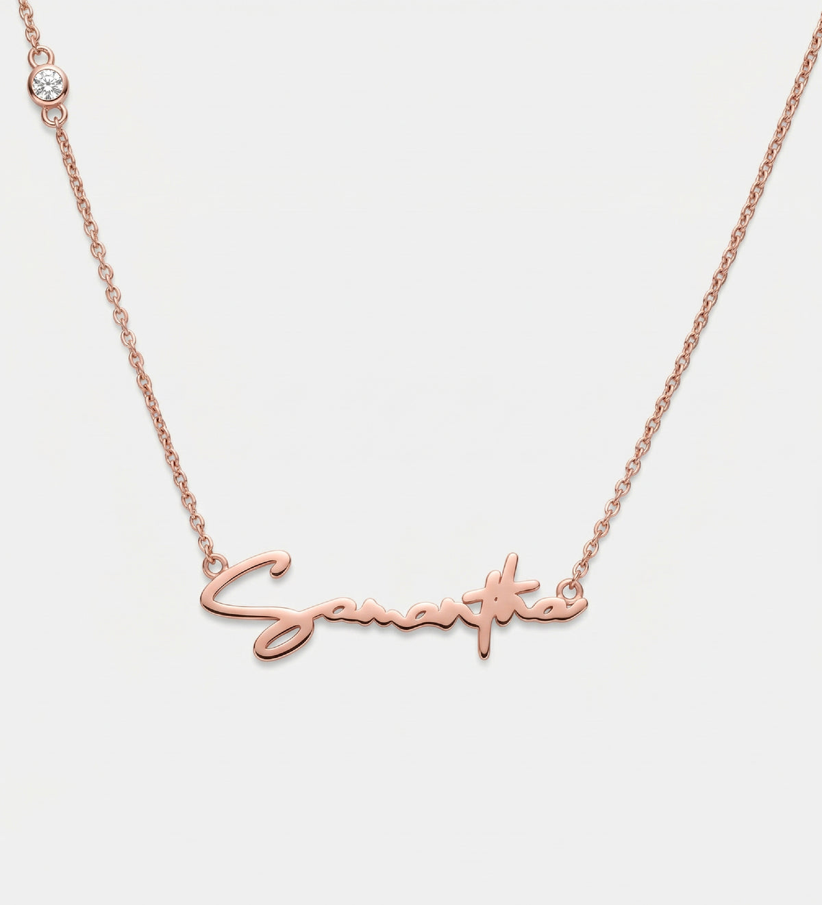 Signature Script Name Necklace With Lab Diamond in 18K Rose Gold Plating on 925 Silver - Ash & Harry
