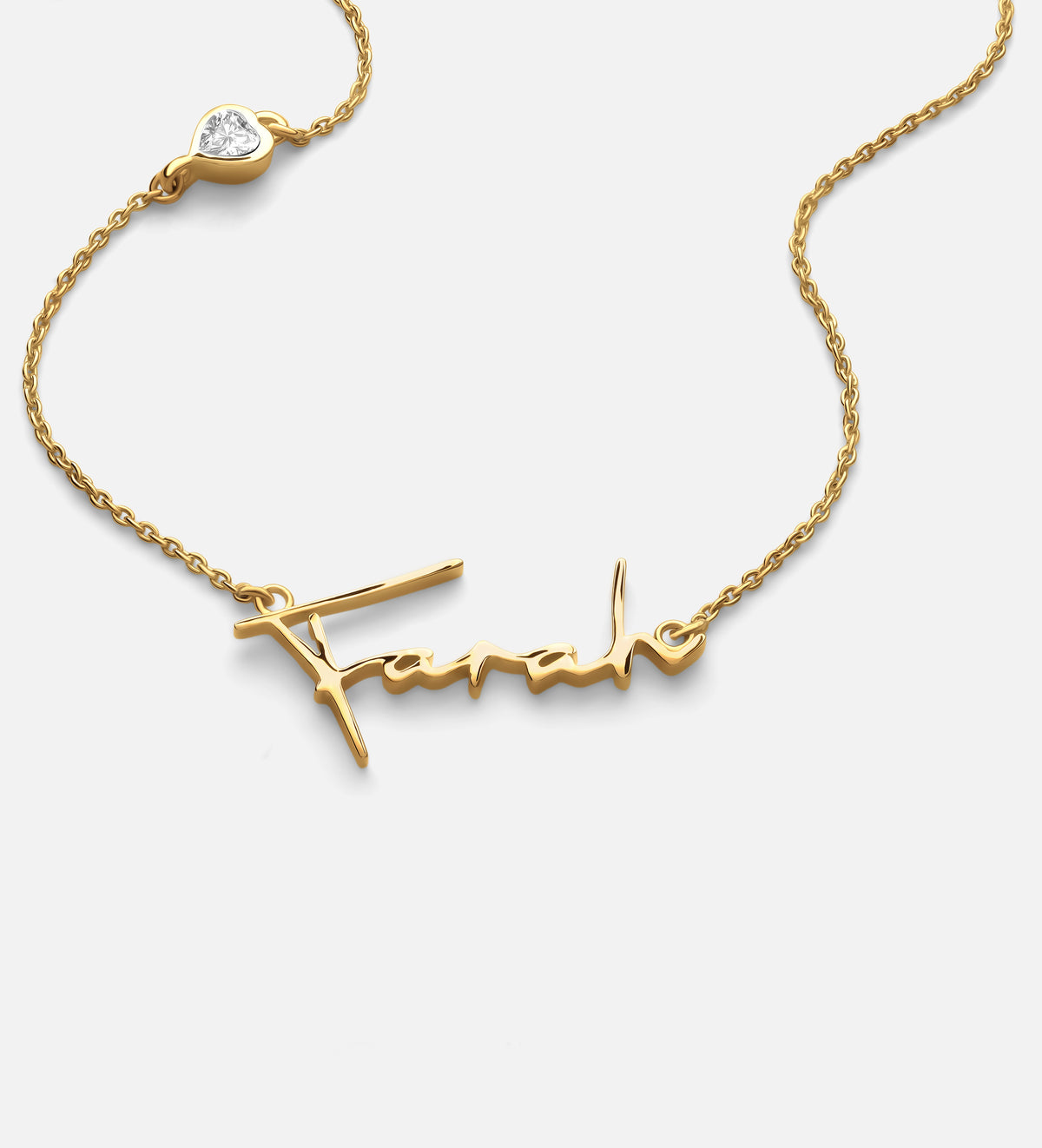 Signature Script Name Necklace With 0.2CT Lab Diamond in 18K Gold Plating on 925 Silver - Ash & Harry