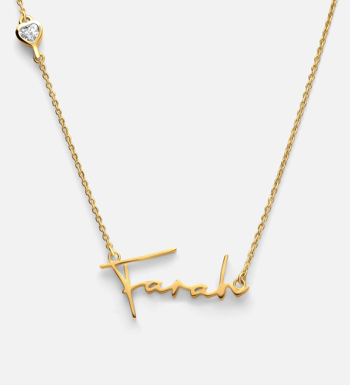 Signature Script Name Necklace With 0.2CT Lab Diamond in 18K Gold Plating on 925 Silver - Ash & Harry