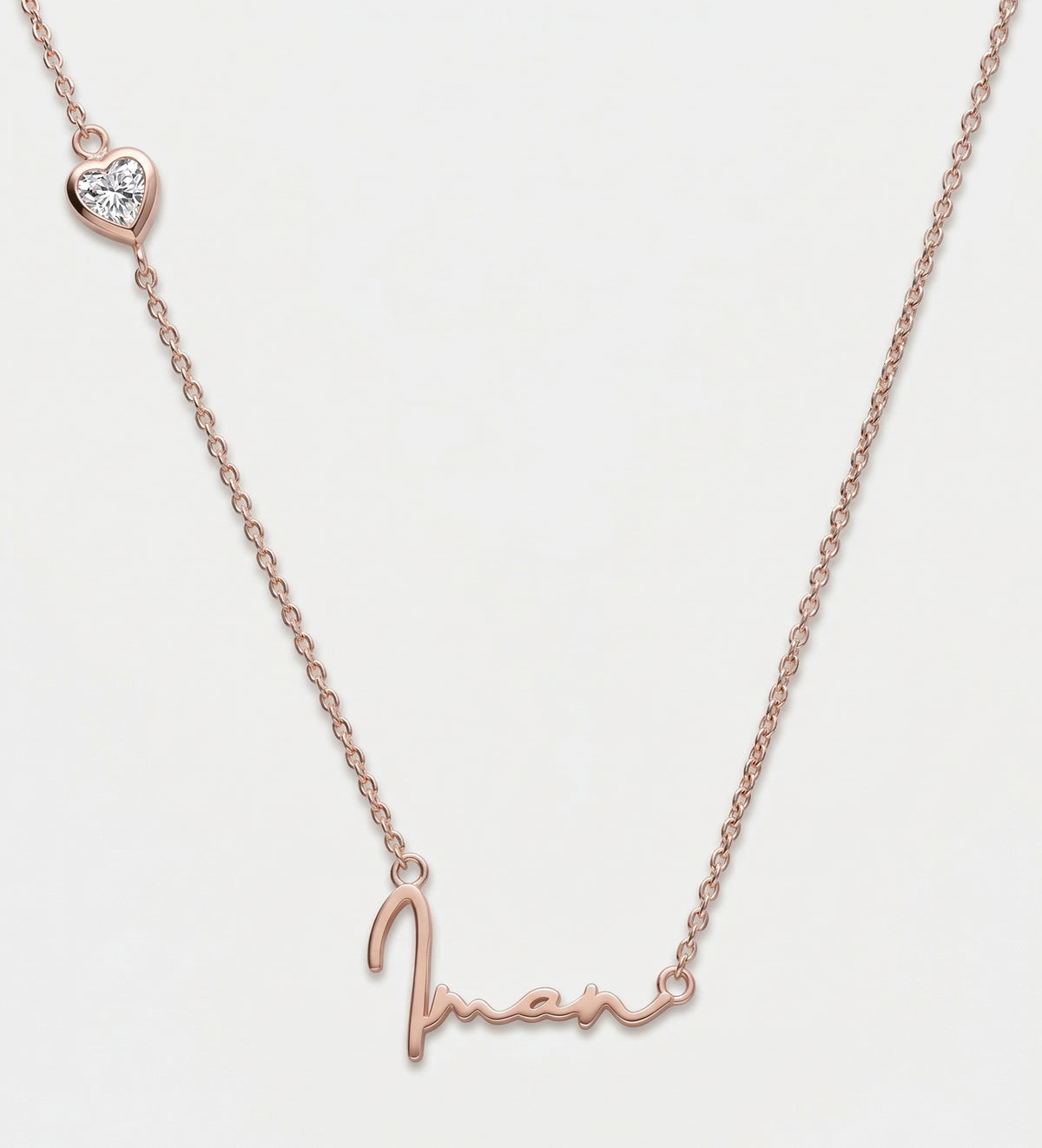 Signature Script Name Necklace With 0.2CT Lab Diamond in 18K Rose Gold Plating on 925 Silver - Ash & Harry