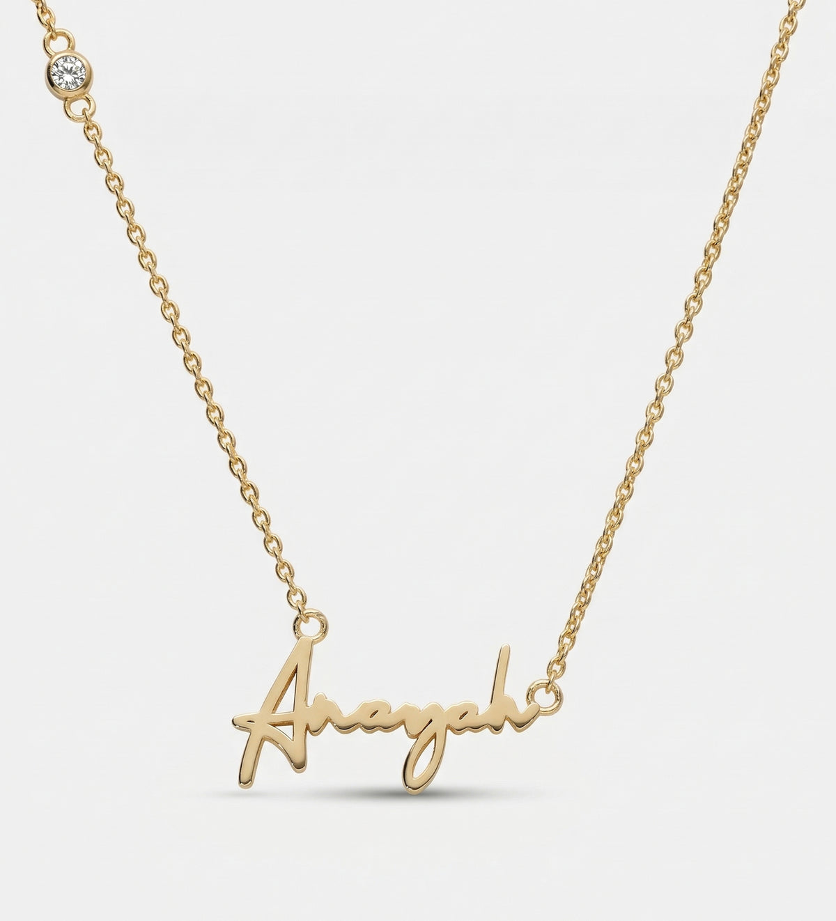 Signature Script Name Necklace With Lab Diamond in 18K Gold Plating on 925 Silver - Ash & Harry
