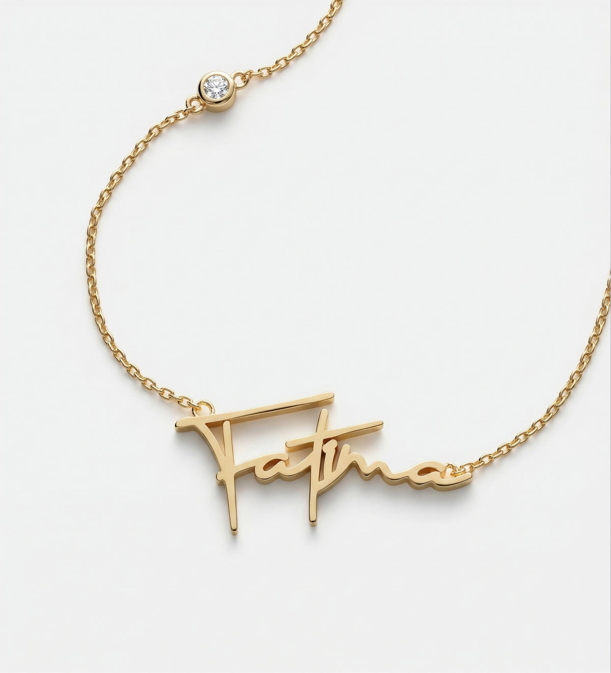 Signature Script Name Necklace With Lab Diamond in 18K Gold Plating on 925 Silver - Ash & Harry
