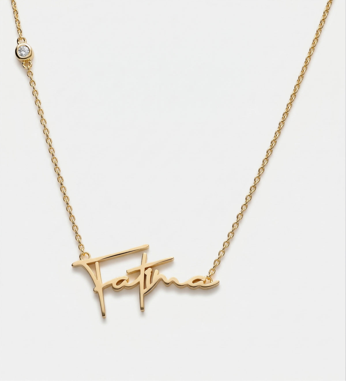 Signature Script Name Necklace With Lab Diamond in 18K Gold Plating on 925 Silver - Ash & Harry