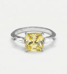 Solara Cushion Ring in 925 Silver with High Quality Simulated White and Canary Diamonds - Ash & Harry
