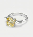 Solara Cushion Ring in 925 Silver with High Quality Simulated White and Canary Diamonds - Ash & Harry