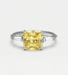 Solara Cushion Ring in 925 Silver with High Quality Simulated White and Canary Diamonds - Ash & Harry