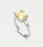 Solara Cushion Ring in 925 Silver with High Quality Simulated White and Canary Diamonds - Ash & Harry