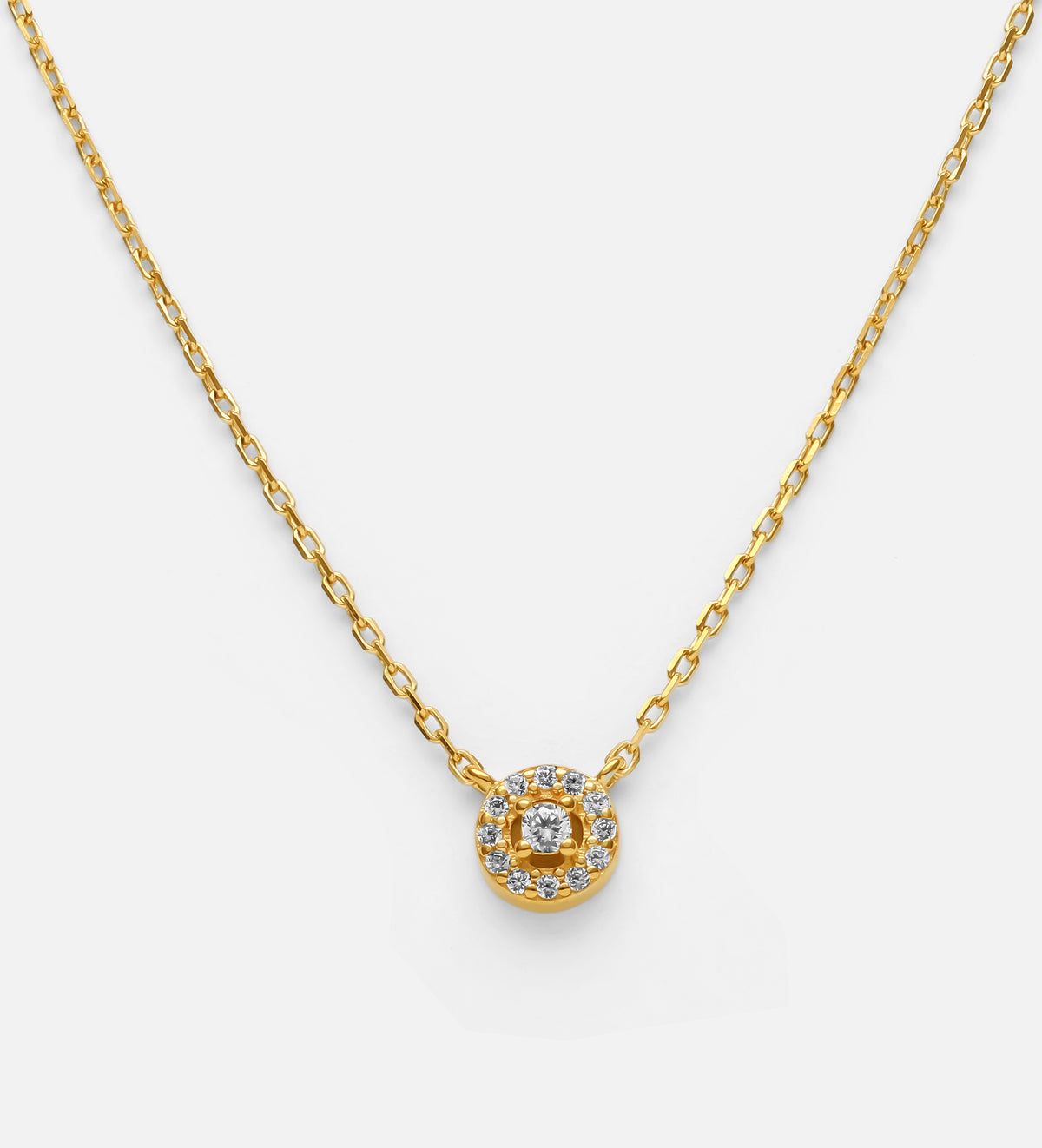 Solitaire Orbit Ring Necklace in 18k Gold Plating on 925 Silver - Ash & Harry