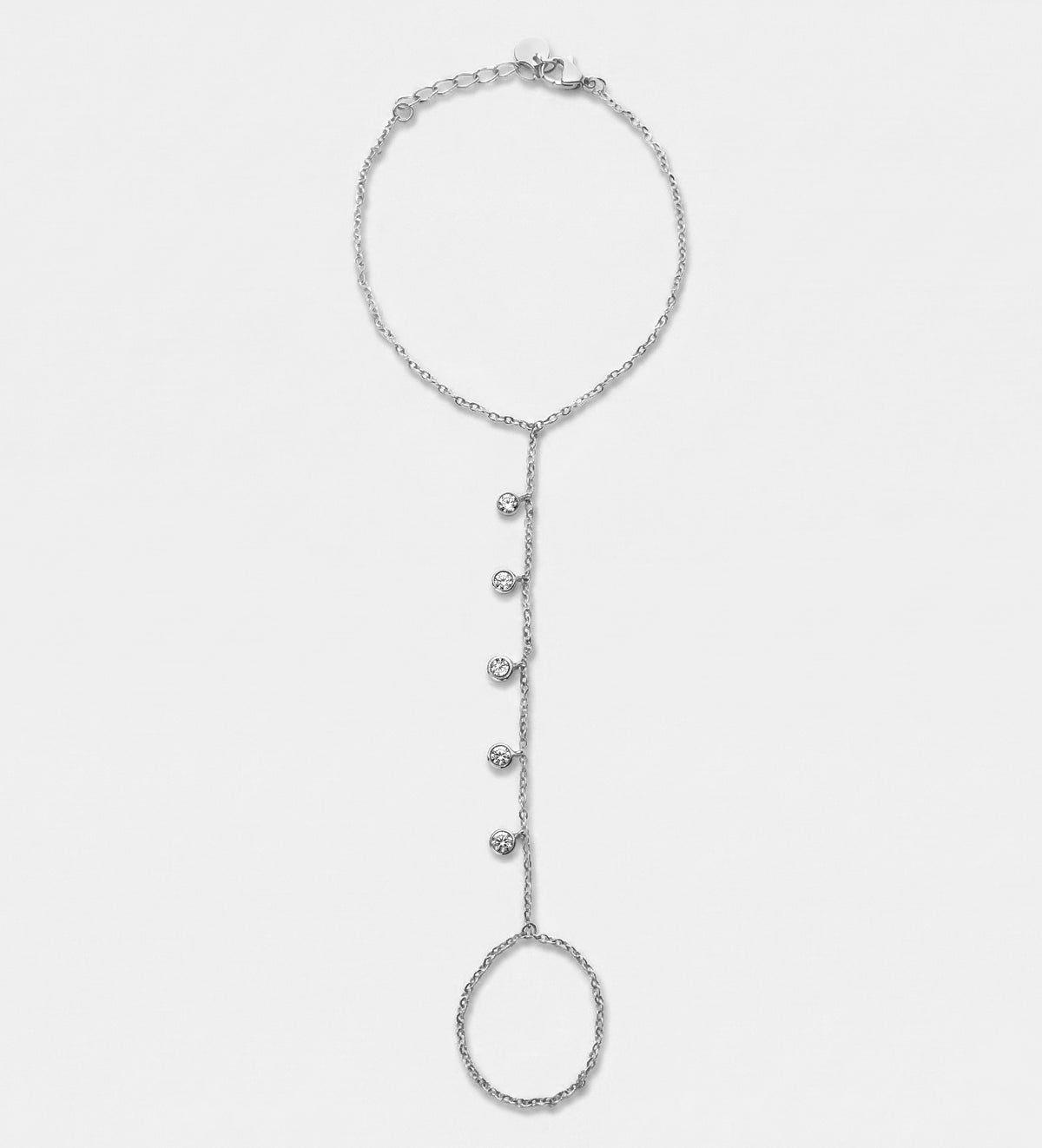 Stardrop Cascade Hand Chain in Silver With High Quality Simulated Diamonds - Ash & Harry