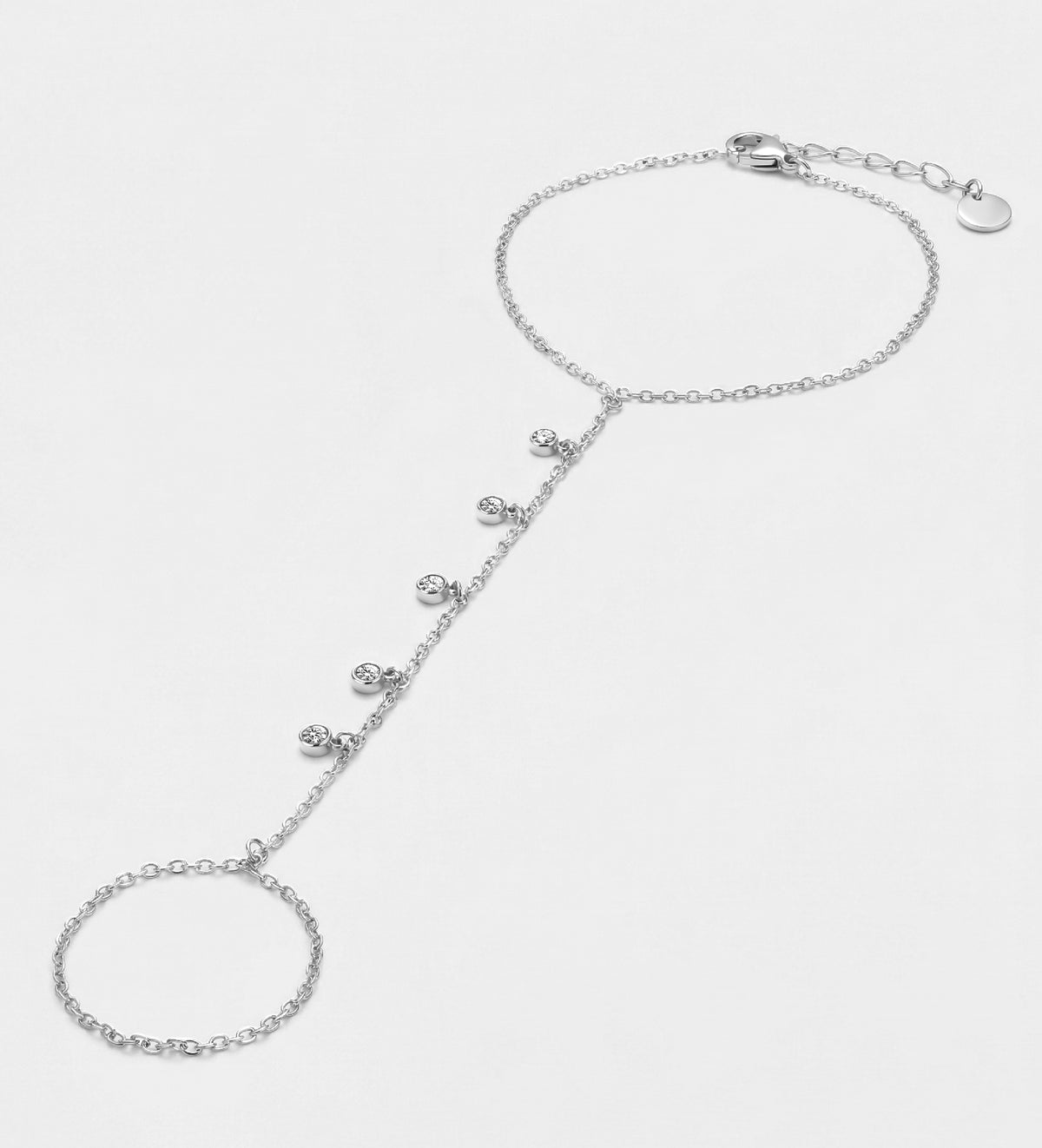 Stardrop Cascade Hand Chain in Silver With High Quality Simulated Diamonds - Ash & Harry