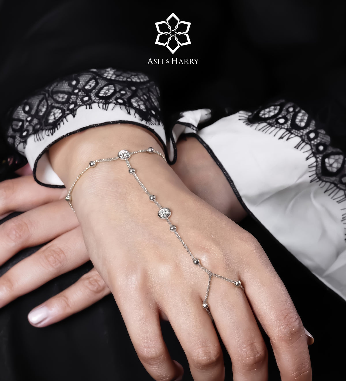 Starlink Bezel Hand Chain in Silver With High Quality Simulated Diamonds - Ash & Harry