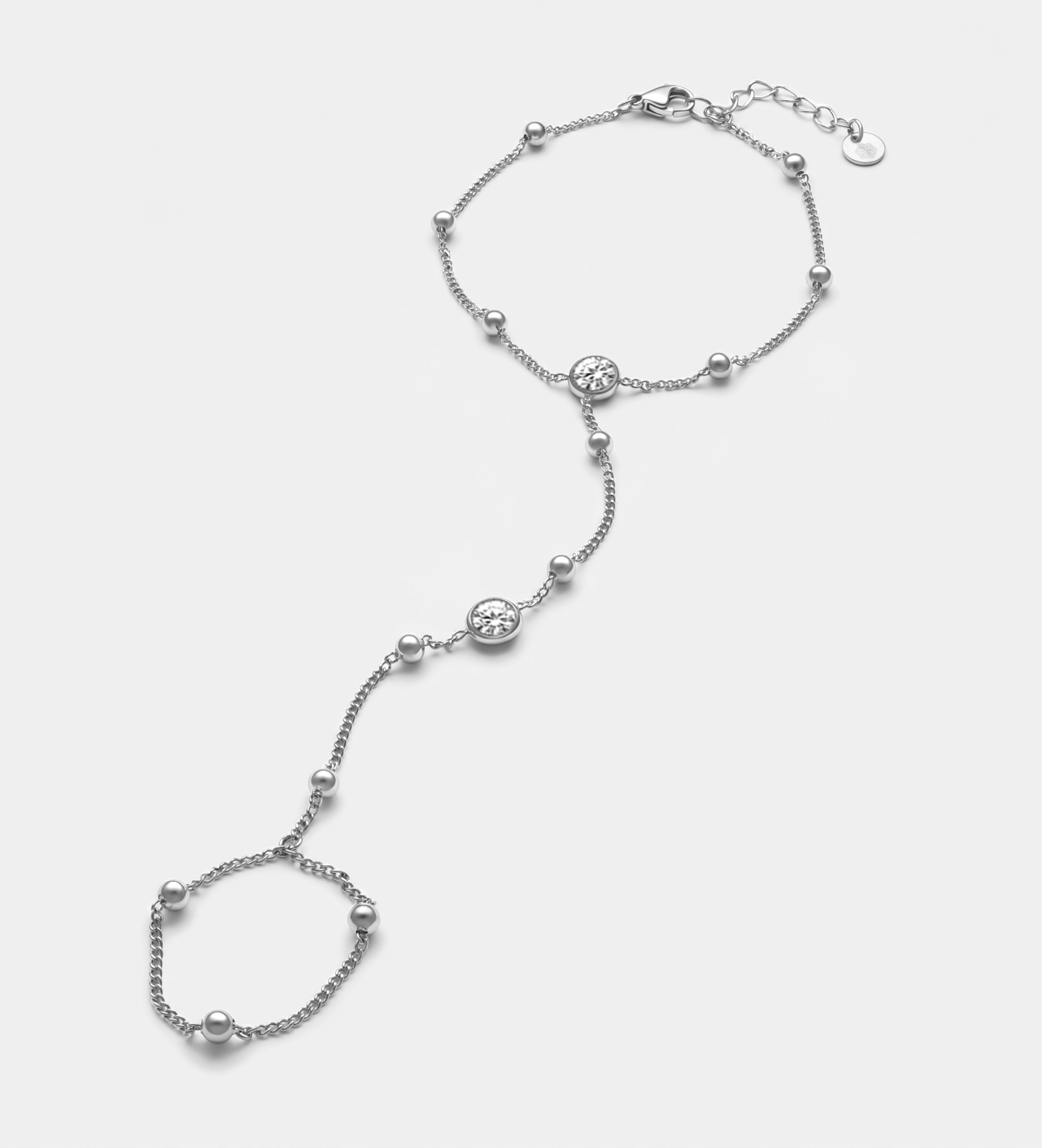 Starlink Bezel Hand Chain in Silver With High Quality Simulated Diamonds - Ash & Harry