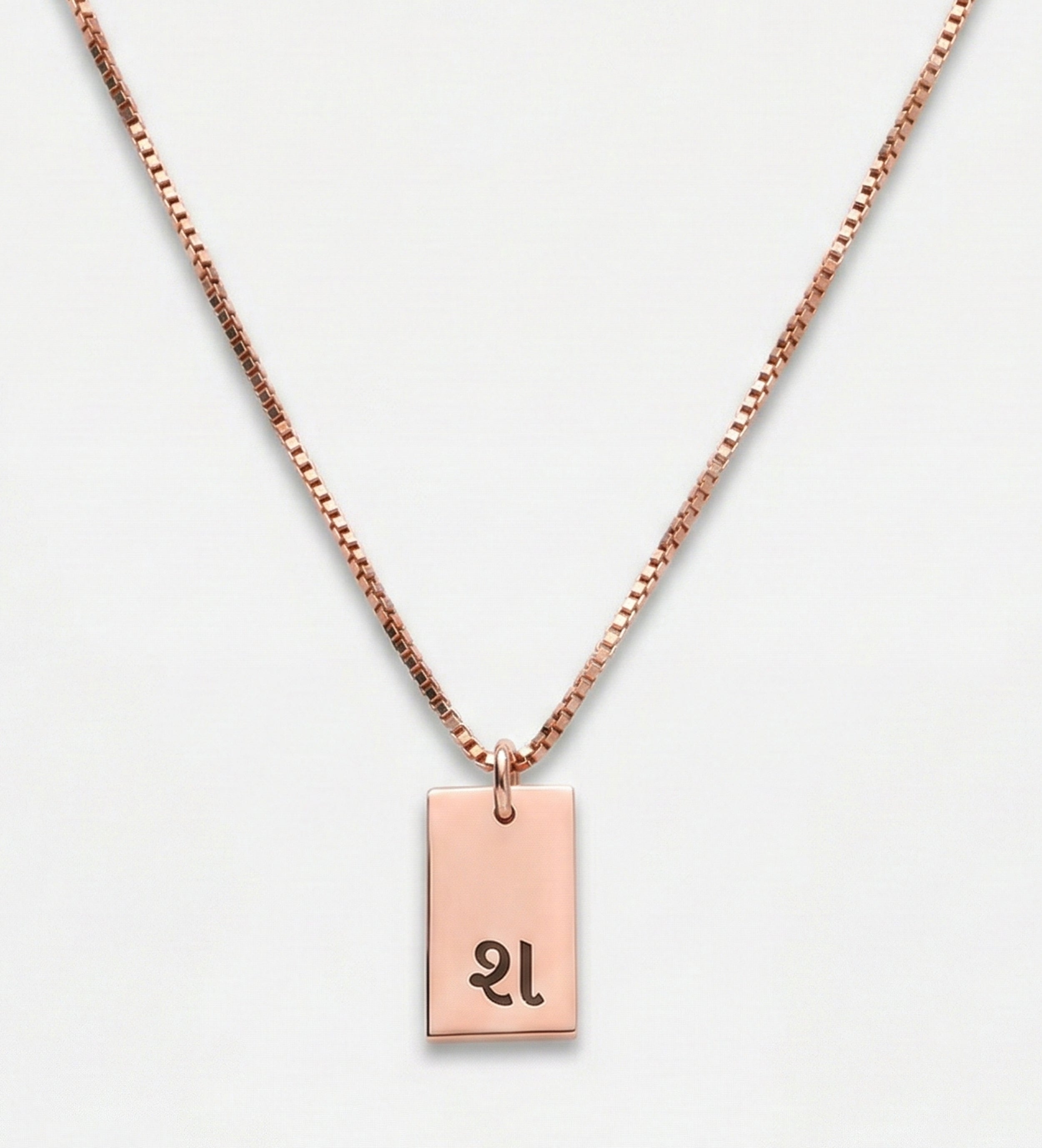 Tag Initial Necklace in 18K Rose Gold Plating on 925 Silver - Ash & Harry