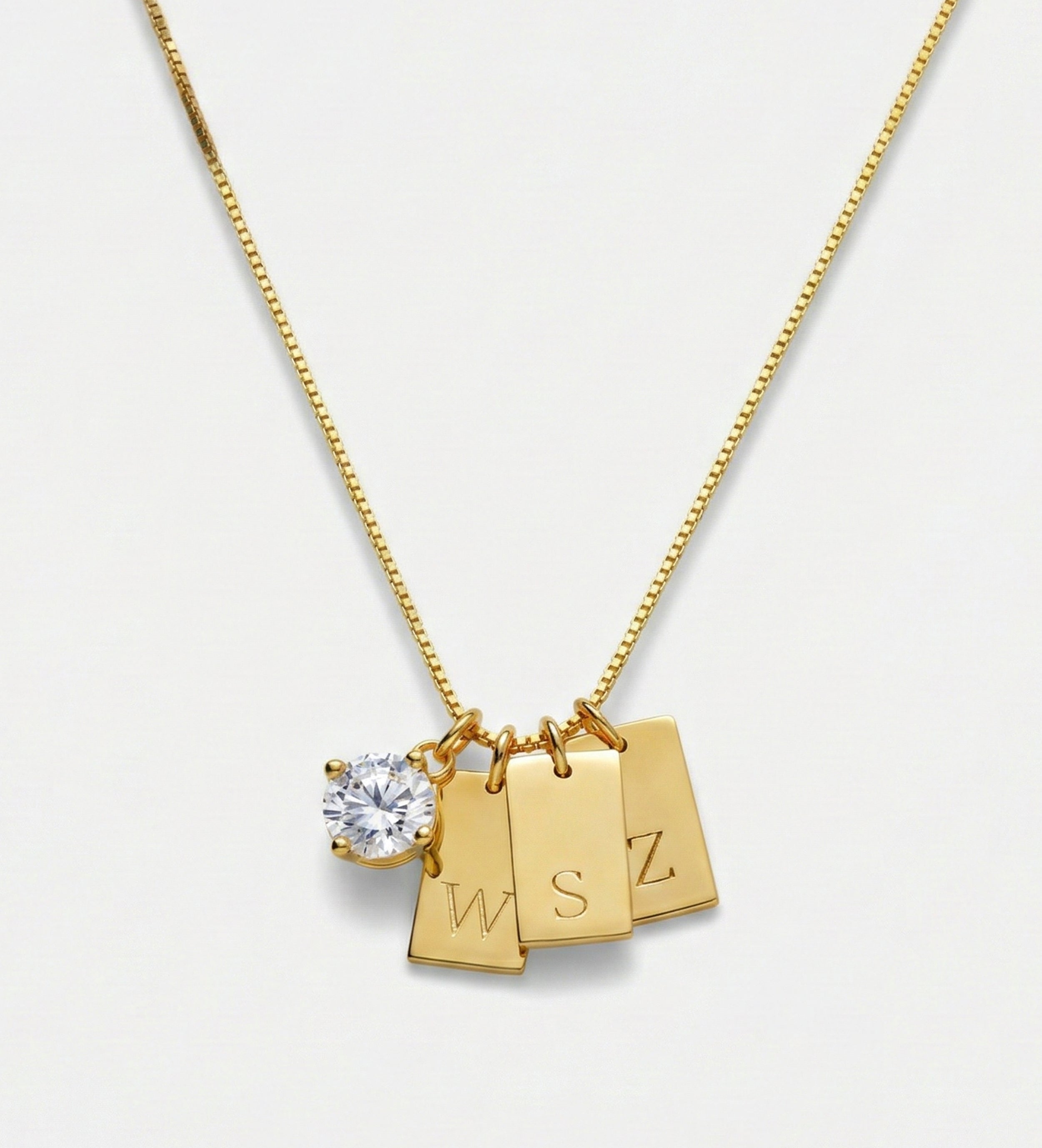 Tag Initial Necklace With 1CT Lab Diamond in 18K Gold Plating on 925 Silver - Ash & Harry