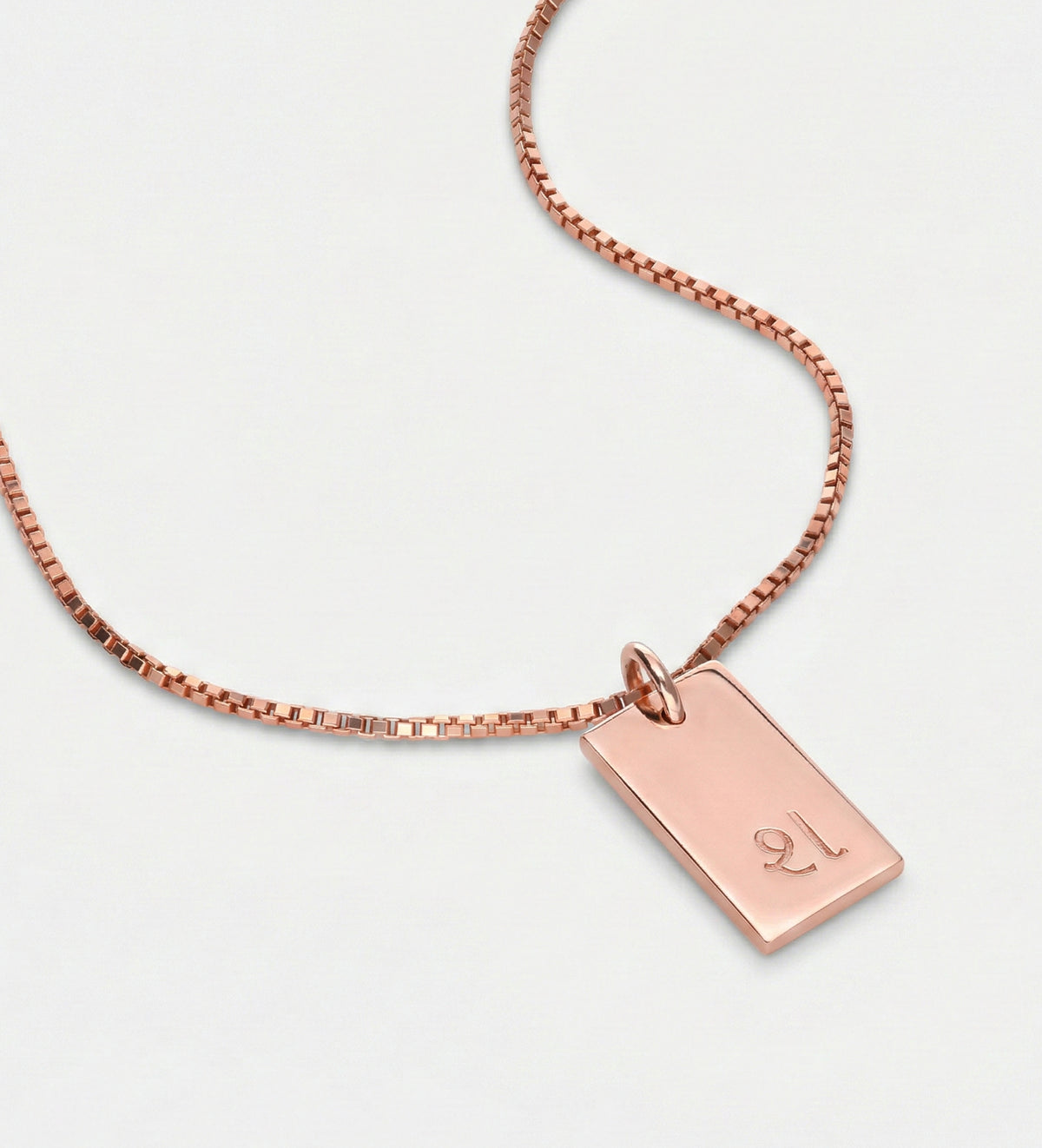 Tag Initial Necklace in 18K Rose Gold Plating on 925 Silver - Ash & Harry