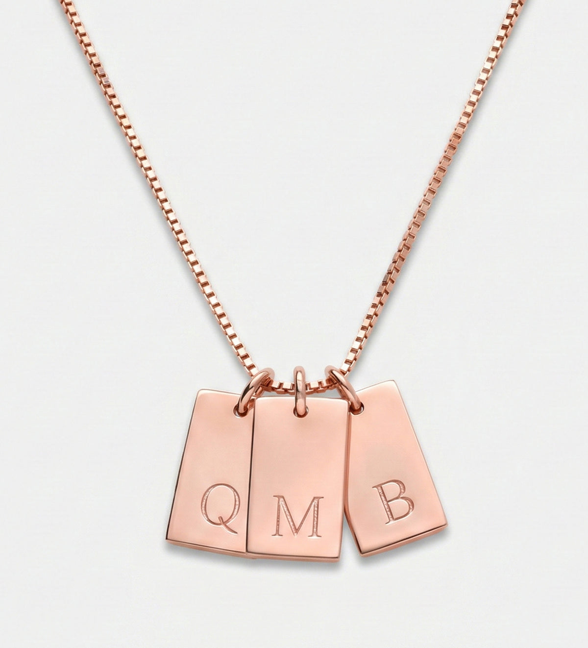 Tag Initial Necklace in 18K Rose Gold Plating on 925 Silver - Ash & Harry