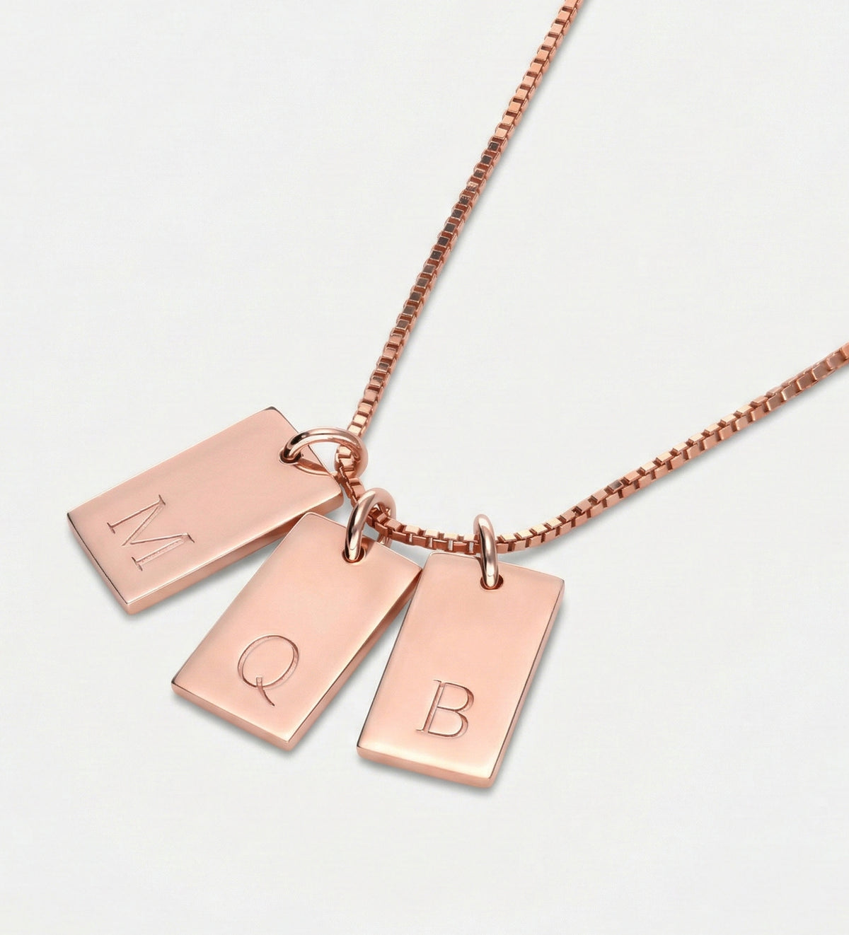 Tag Initial Necklace in 18K Rose Gold Plating on 925 Silver - Ash & Harry