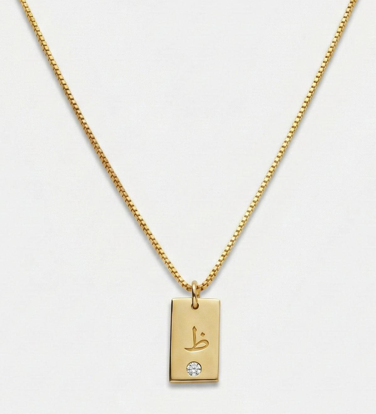Tag Initial Necklace With Lab Diamond in 18K Gold Plating on 925 Silver - Ash & Harry