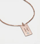 Tag Initial Necklace With Lab Diamond in 18K Rose Gold Plating on 925 Silver - Ash & Harry