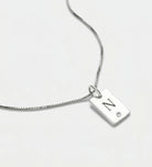Tag Initial Necklace With Lab Diamond in Rhodium Plating on 925 Silver - Ash & Harry