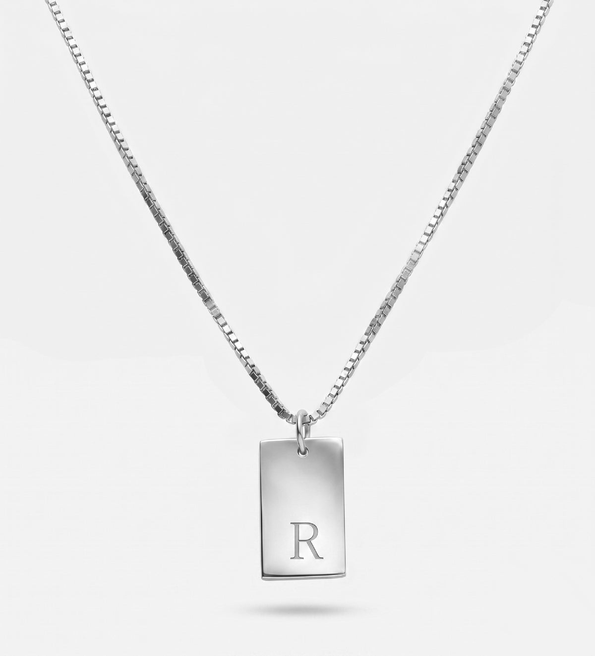 Tag Initial Necklace in Rhodium Plating on 925 Silver - Ash & Harry
