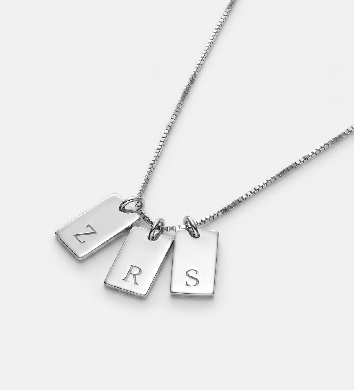 Tag Initial Necklace in Rhodium Plating on 925 Silver - Ash & Harry