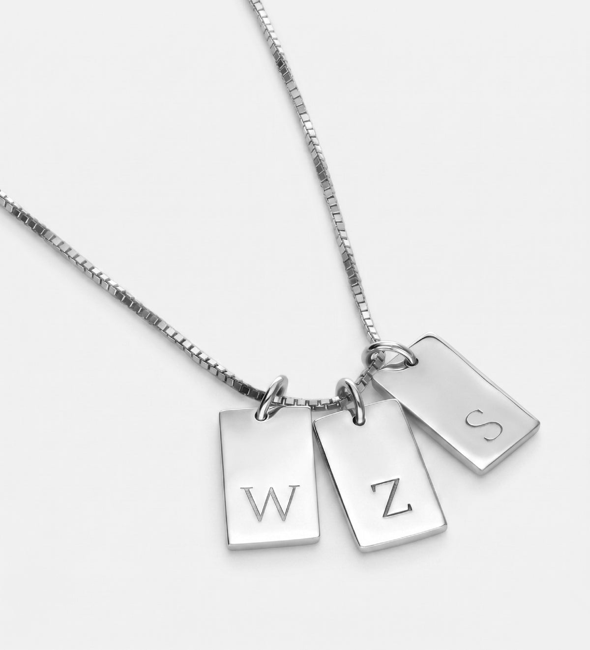 Tag Initial Necklace in Rhodium Plating on 925 Silver - Ash & Harry