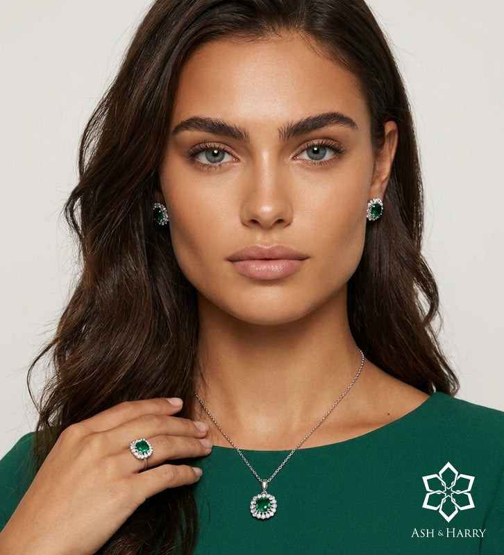 Timeless Emerald Garland Full Set in Silver - 3 Items